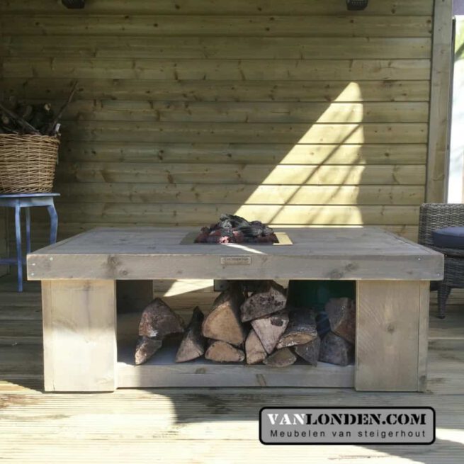 Steigerhouten vuurtafel Veronique (Kachels en Buitenhaarden)
