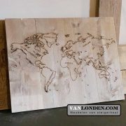 Steigerhouten paneel met wereldkaart (Steigerhouten accessoires online bestellen)